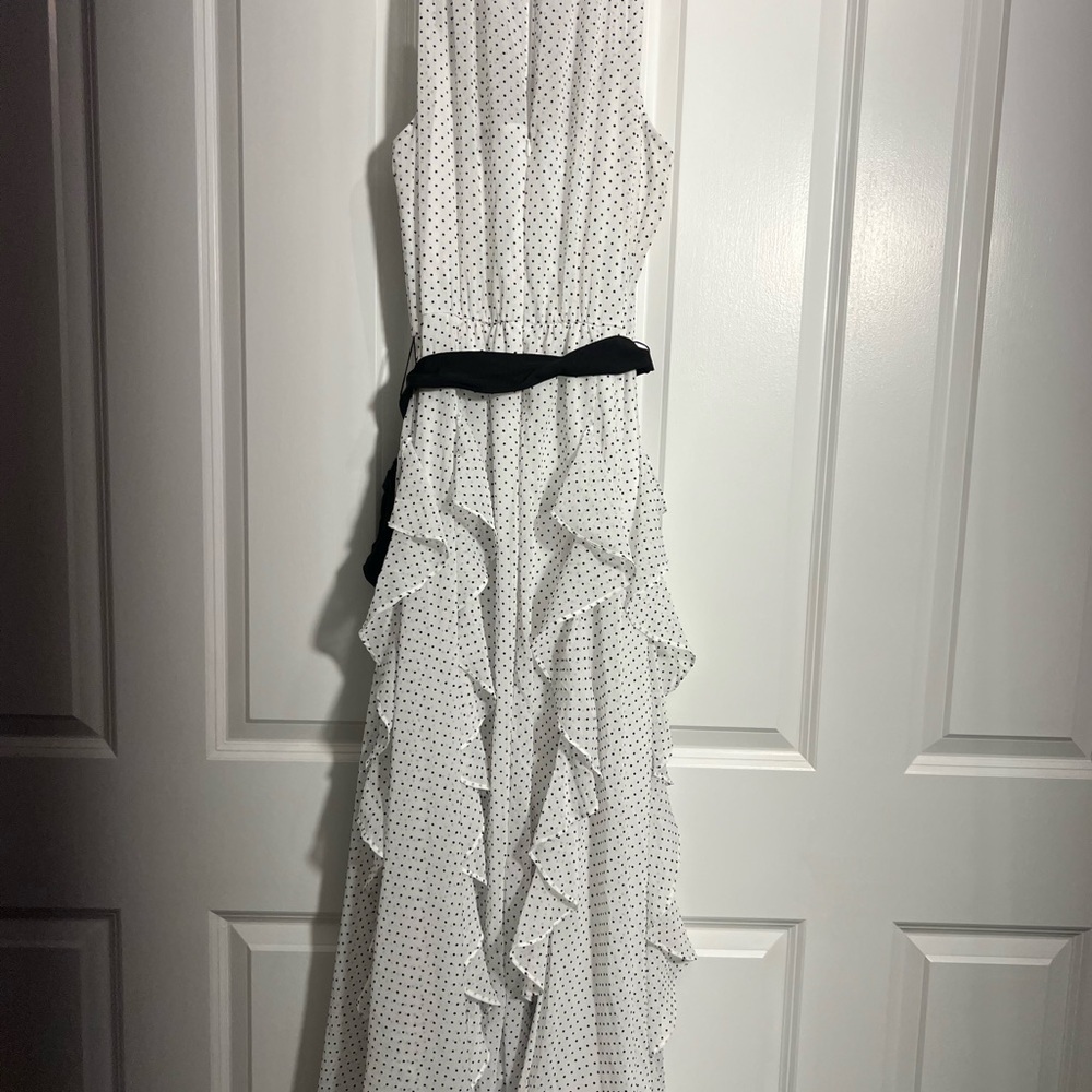 White House Black Market flock dot ruffle dress NWOT - Picture 4 of 7